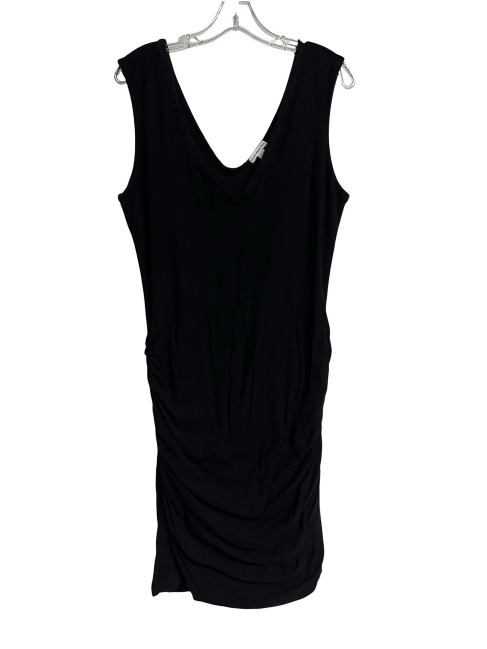 James Perse Black Sleeveless Ruched Draped Mini Dress Minimalist Casual Bodycon
